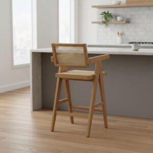 Taro Wood Cane Bar Stool