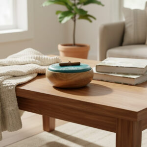 NeelMandala Round Wooden Trinket Box