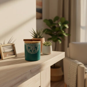 NeelVritta Tall Wooden Storage Jar