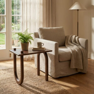 Round Top Minimal Wooden Accent Table