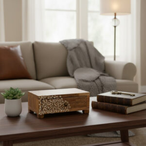 TimberBloom Rectangular Wooden Chest