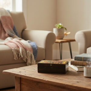 Hand-Painted Wooden Storage Box with Traditional Animal Motif