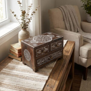 HeritageRosette Wooden Storage Box with Mandala Art