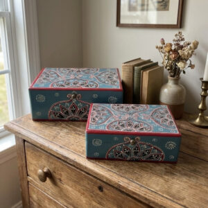 NeelRaga Handcrafted Painted Wooden Box Set