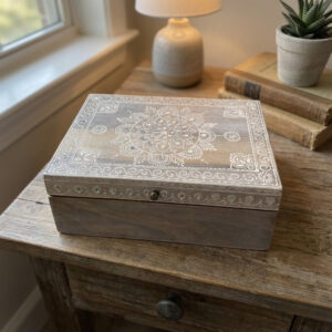 ShvetMandala Handcrafted Wooden Storage Box