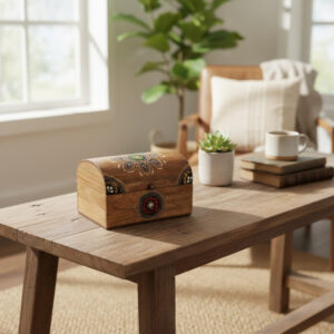 BinduBloom Handcrafted Mandala Wooden Chest