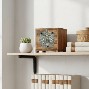 MandalaBloom Square Wooden Box