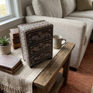 RusticFloral Tall Wooden Storage Chest