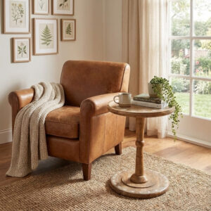 Slim Profile Natural Wood Accent Table